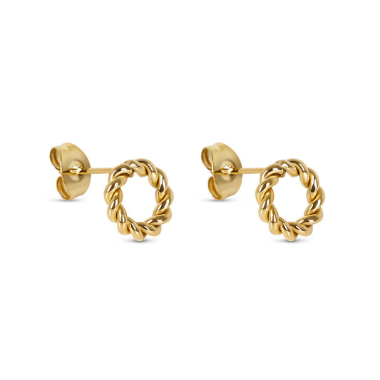 Dainty Rope Stud Earrings - Gold