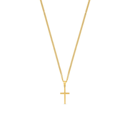 Flat Cross Pendant Necklace - Gold