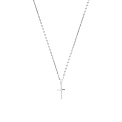 Flat Cross Pendant Necklace - Silver
