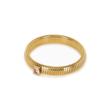 Chunky Stone Bangle - Gold