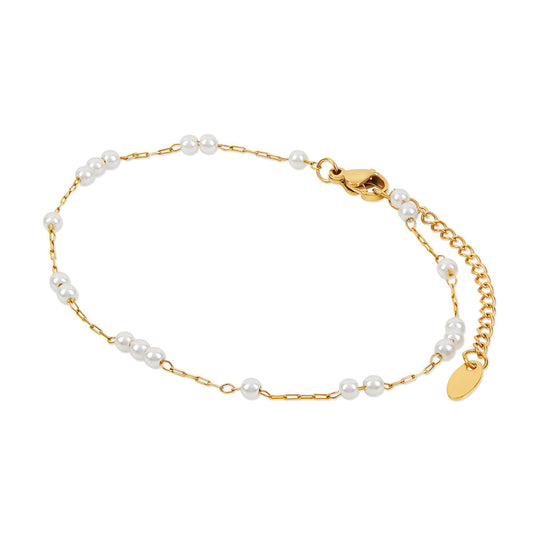 Dainty Pearl Anklet - Gold
