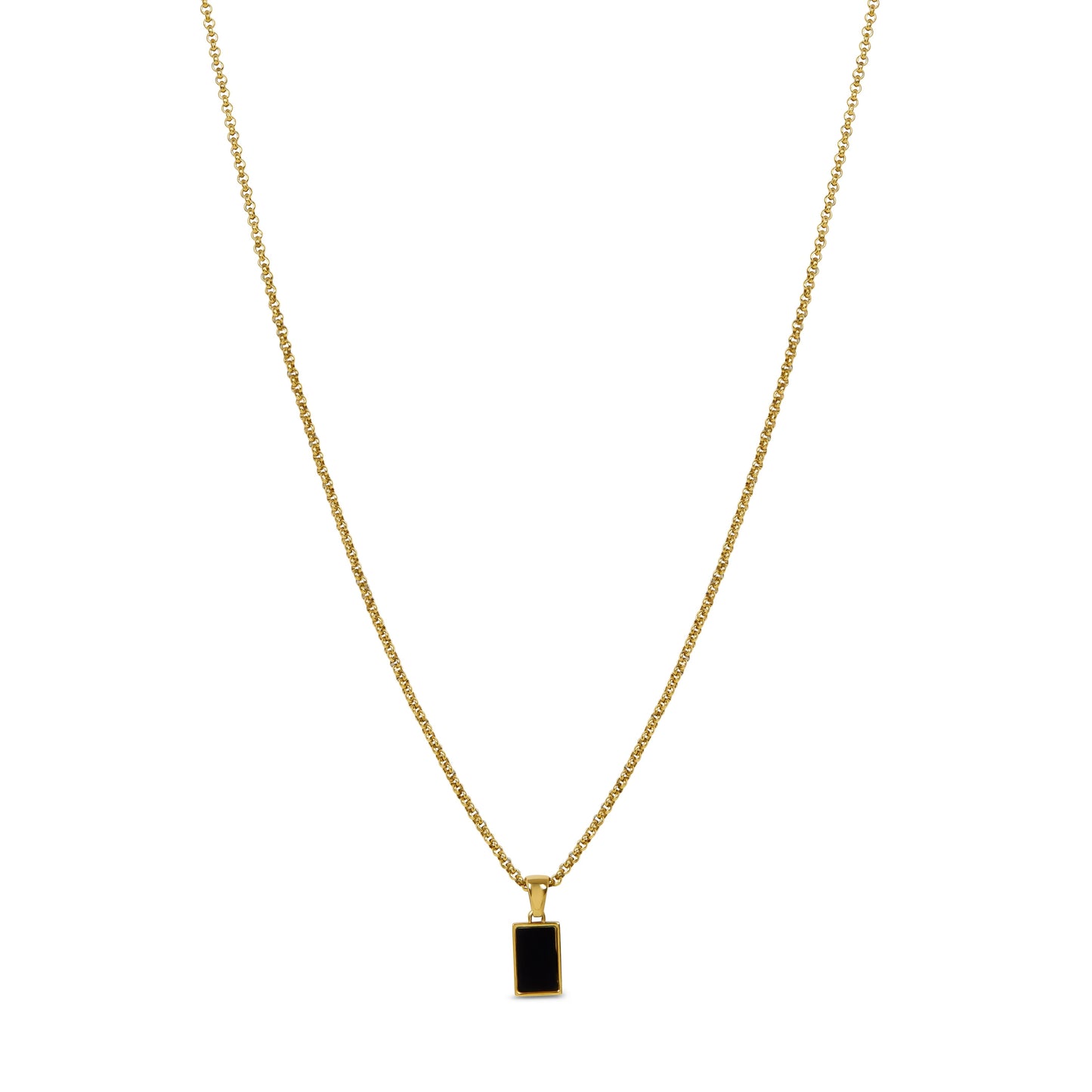 Square Onyx Pendant Necklace - Gold