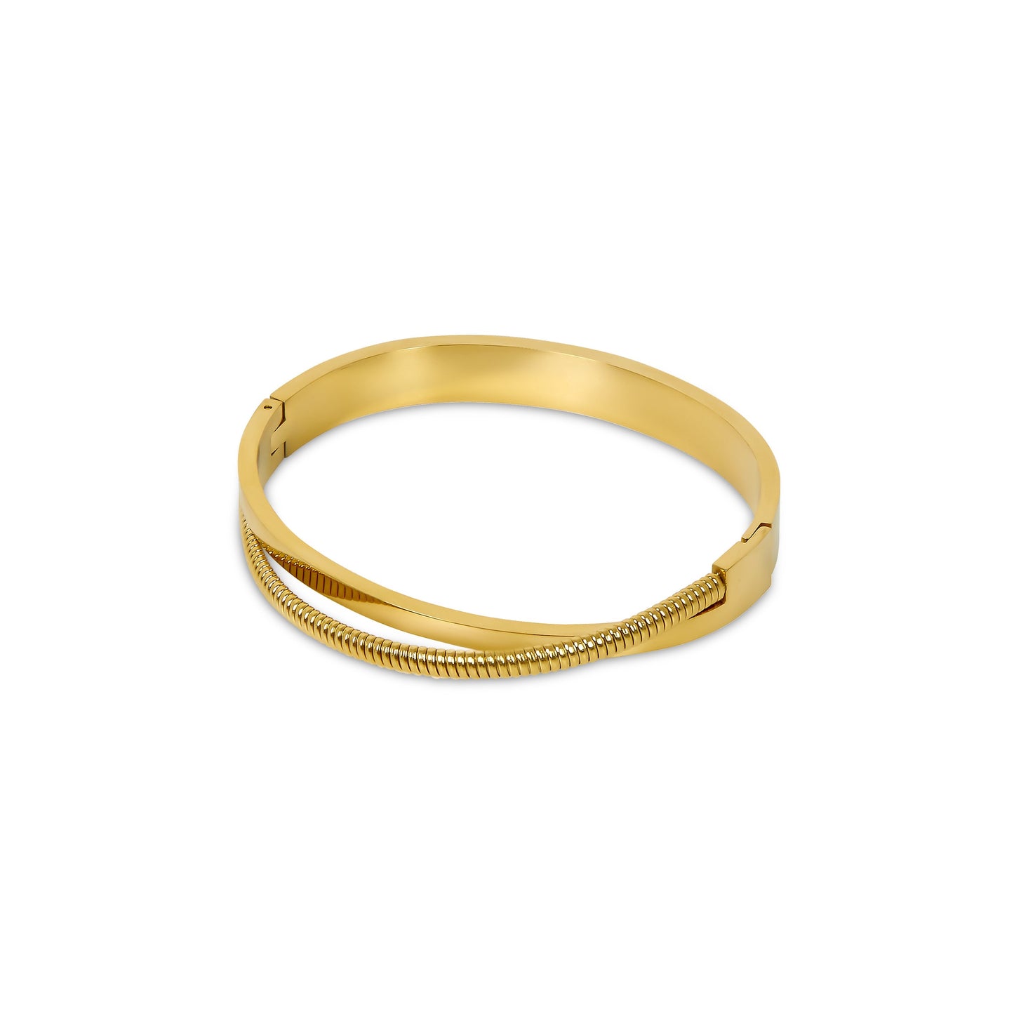 Double Layer Chunky Bangle - Gold