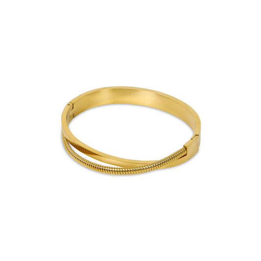 Double Layer Chunky Bangle - Gold