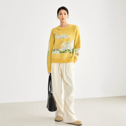 Van Gogh Wheat Field Mohair Knit Sweater