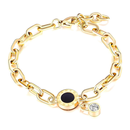 Onyx Link Charm Bracelet