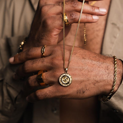 Clock Pendant Necklace - Gold