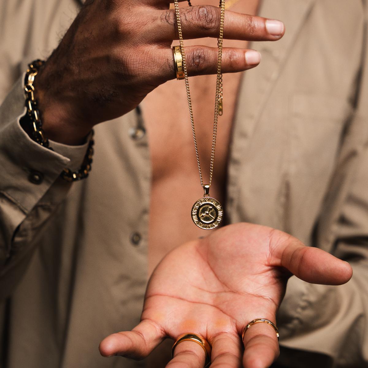 Clock Pendant Necklace - Gold
