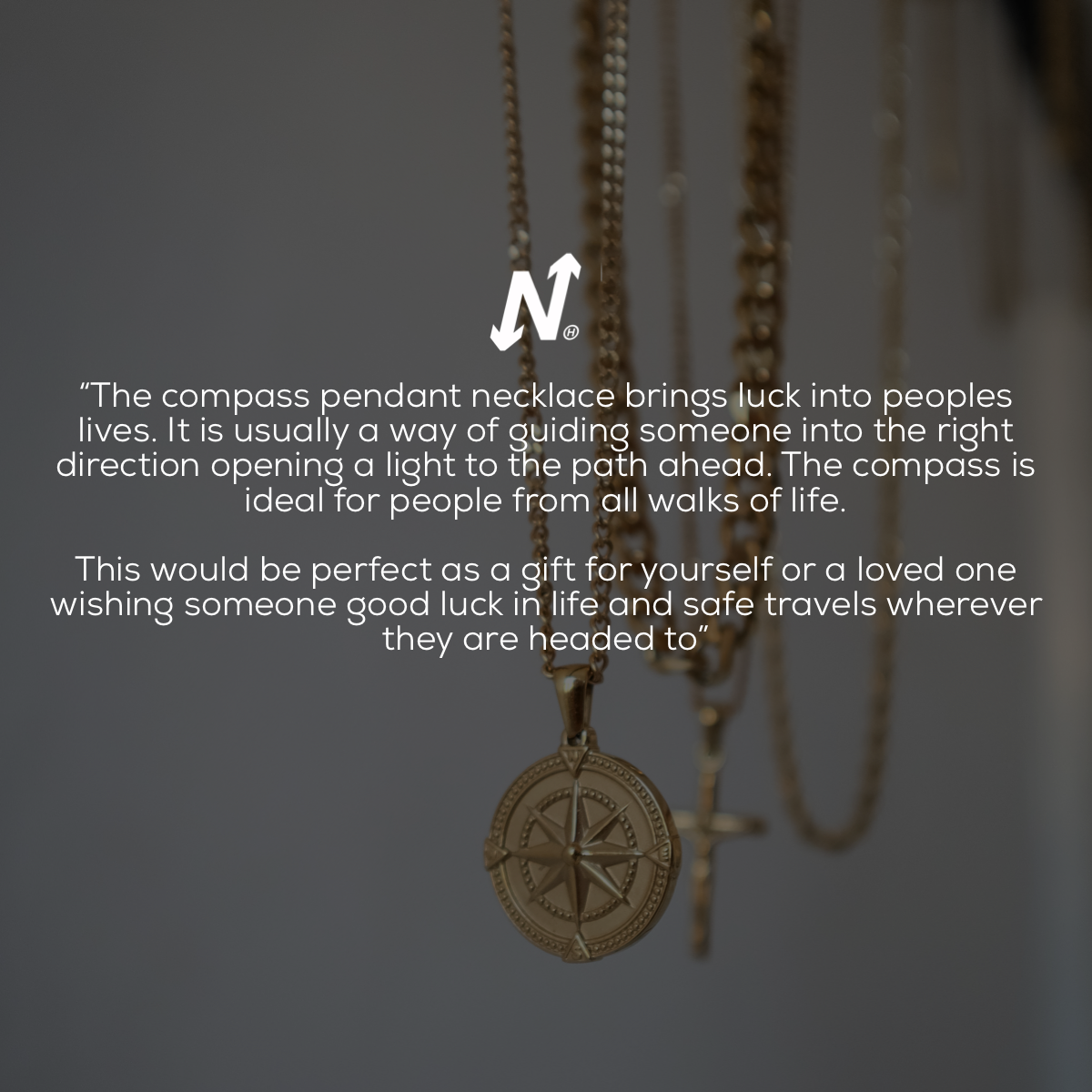 Compass Pendant Necklace X Curb Chain - Gold