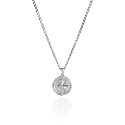 Compass Pendant Necklace - Silver