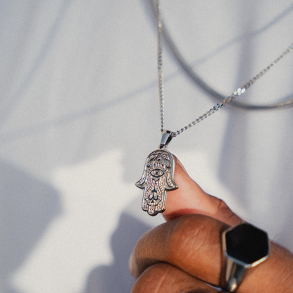 Hamsa Pendant Necklace - Silver