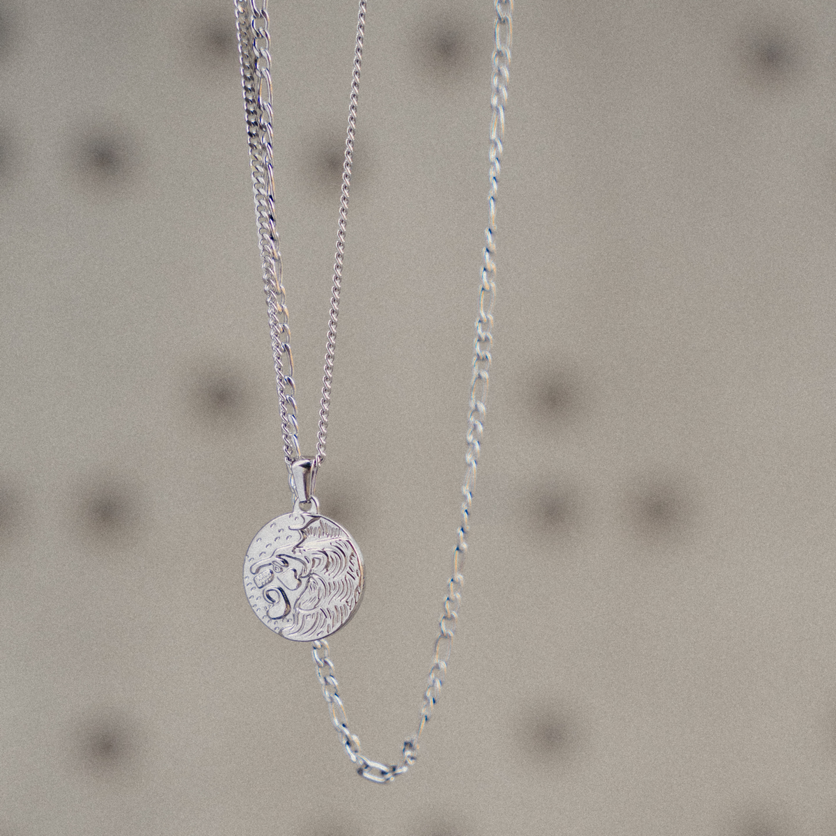 Lion Pendant Necklace - Silver