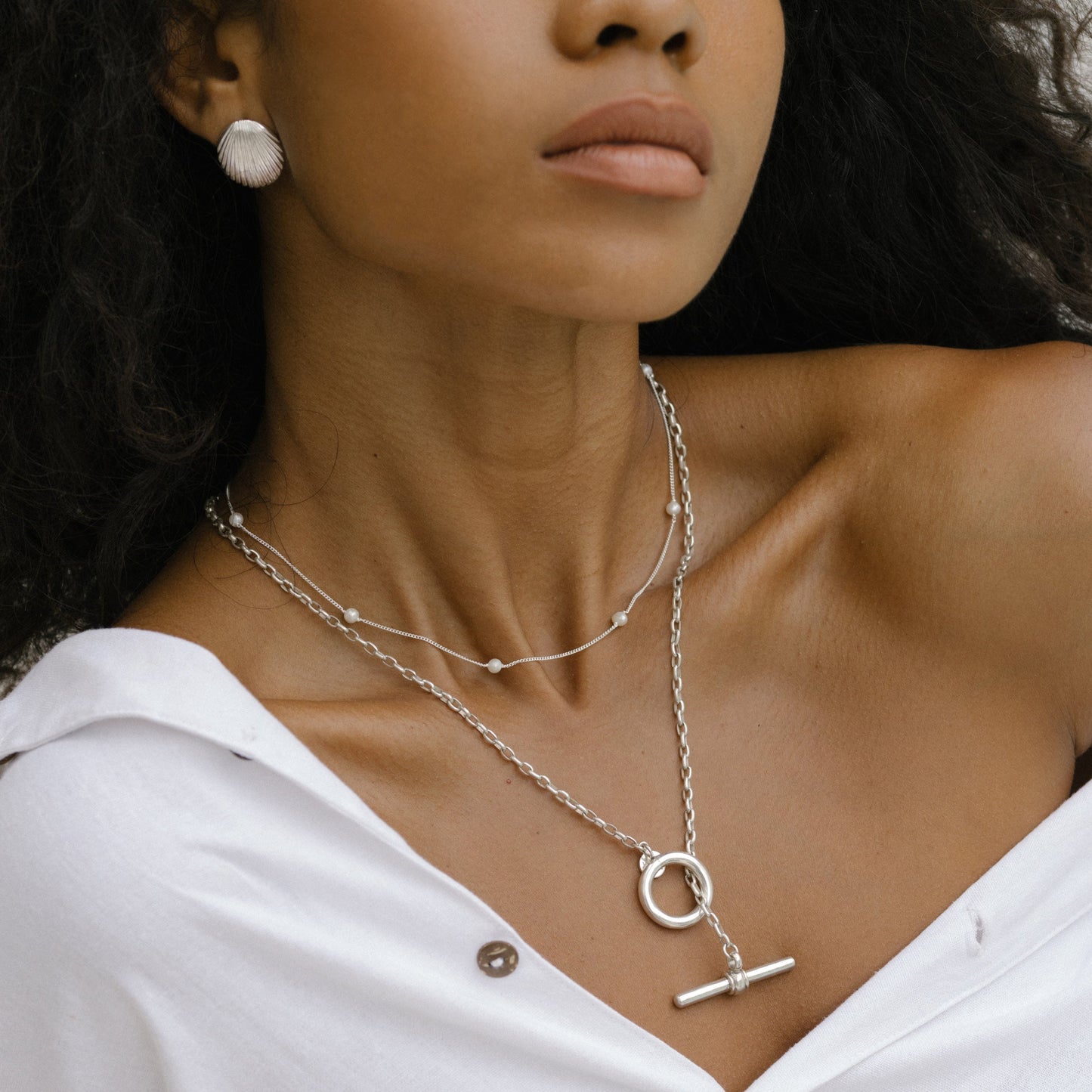 Cher FOB Chain Necklace - Silver