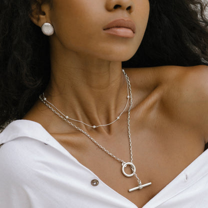 Cher FOB Chain Necklace - Silver