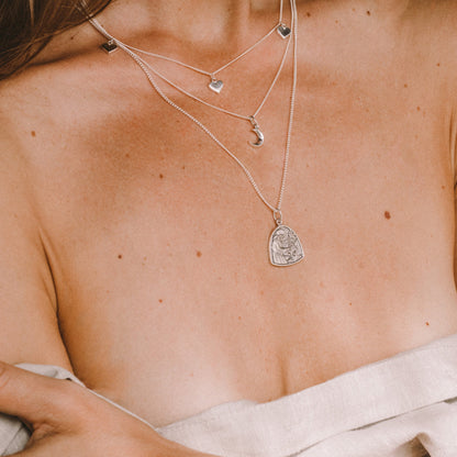 Triple Heart of Gold Necklace - (Silver)