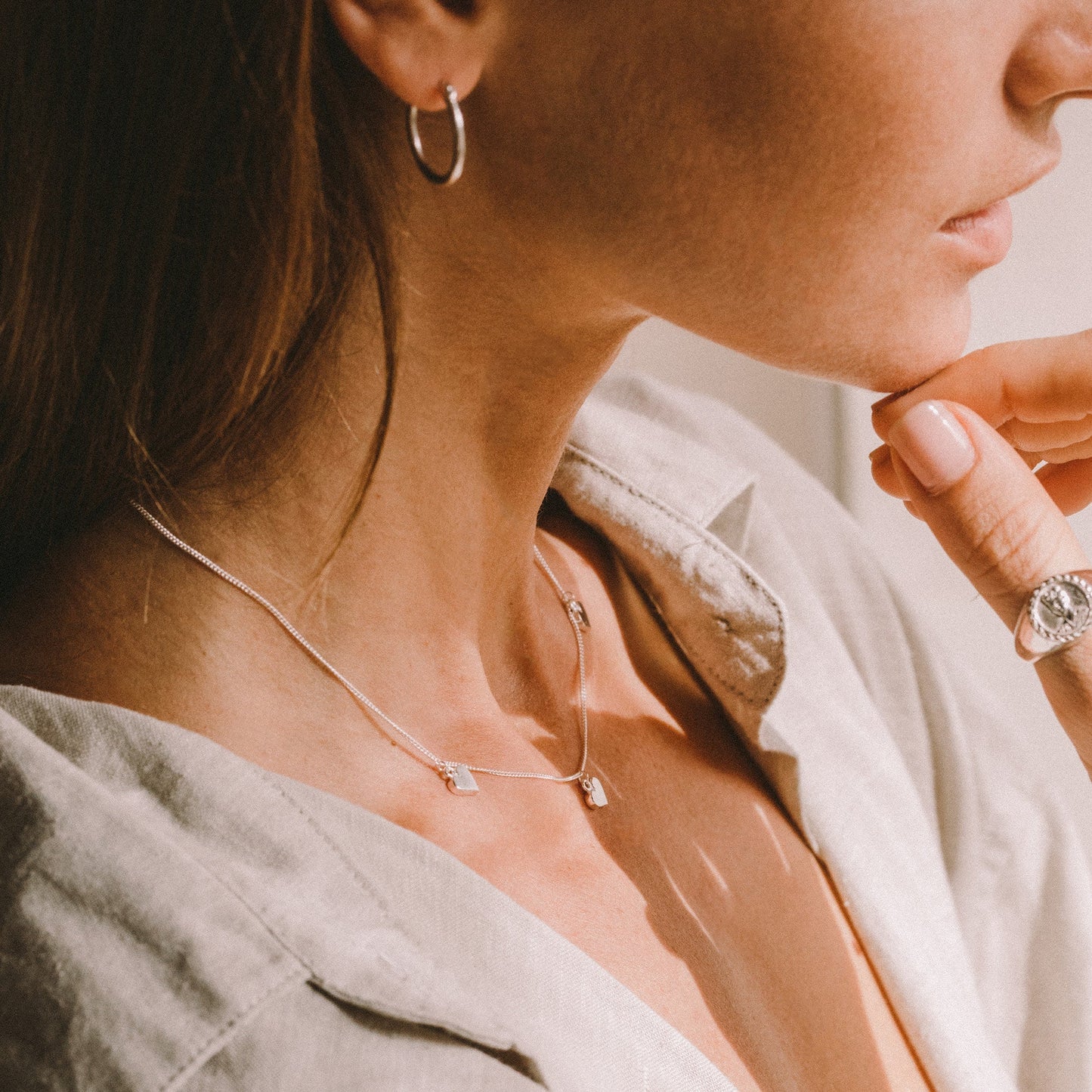 Triple Heart of Gold Necklace - (Silver)