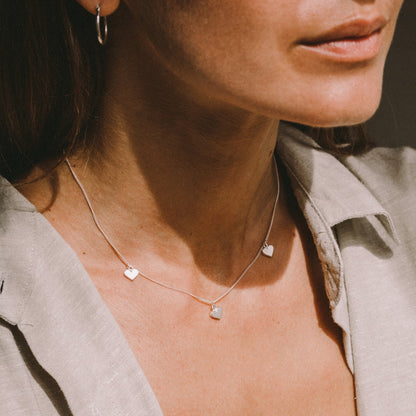 Triple Heart of Gold Necklace - (Silver)