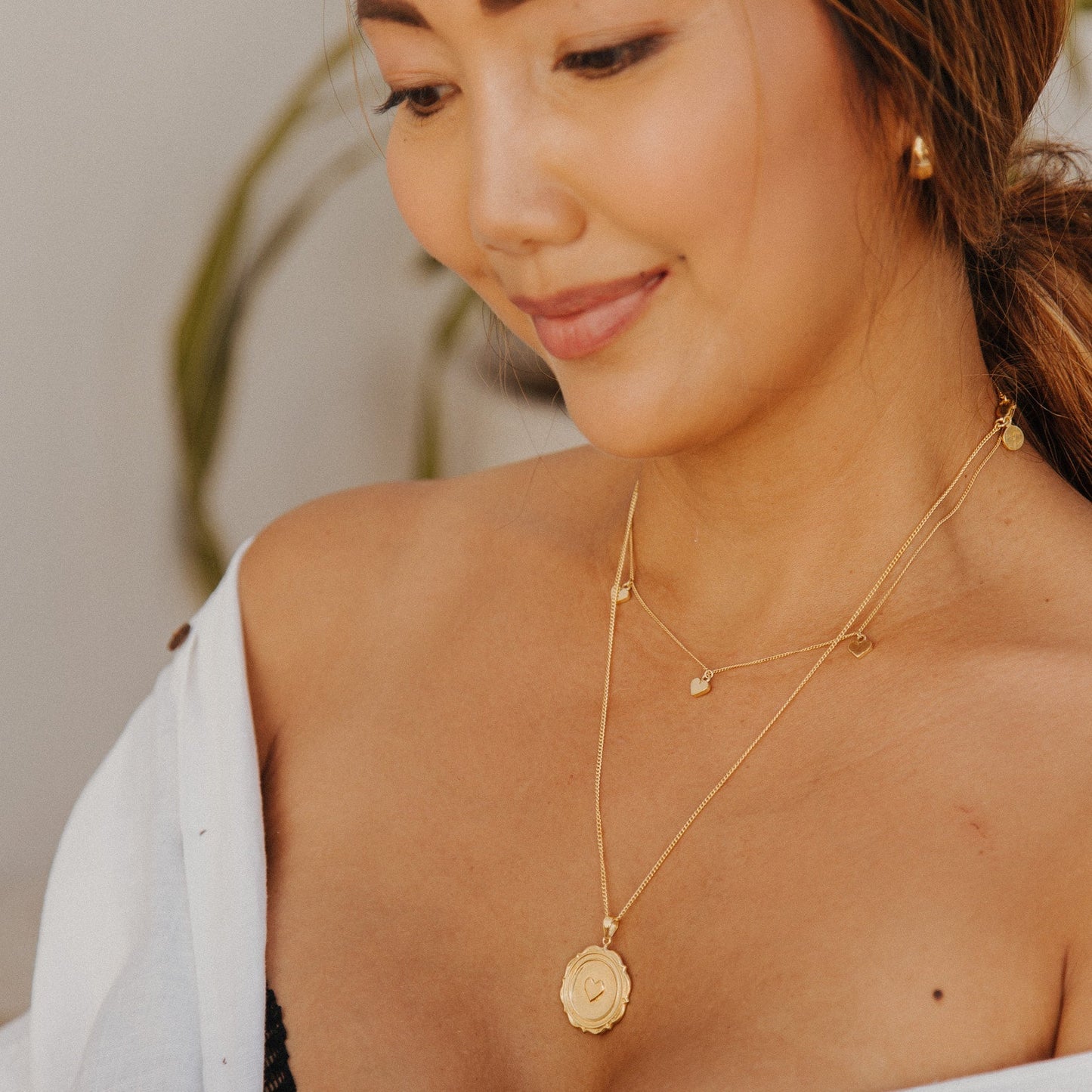Triple Heart of Gold Necklace - (Gold)
