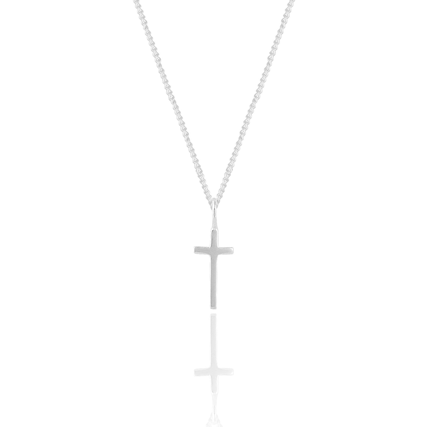 Mini Madonna Cross Charm Necklace - Silver