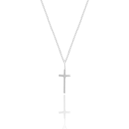 Mini Madonna Cross Charm Necklace - Silver