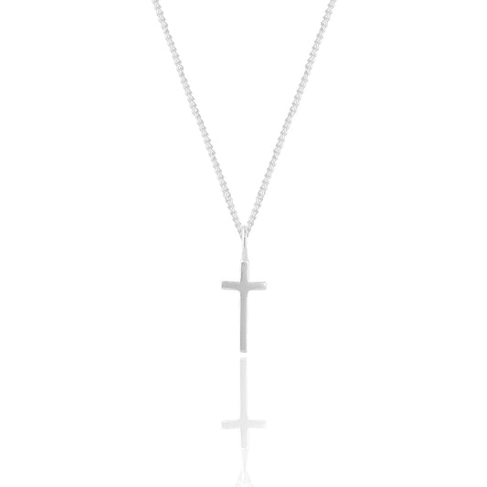 Mini Madonna Cross Charm Necklace - Silver