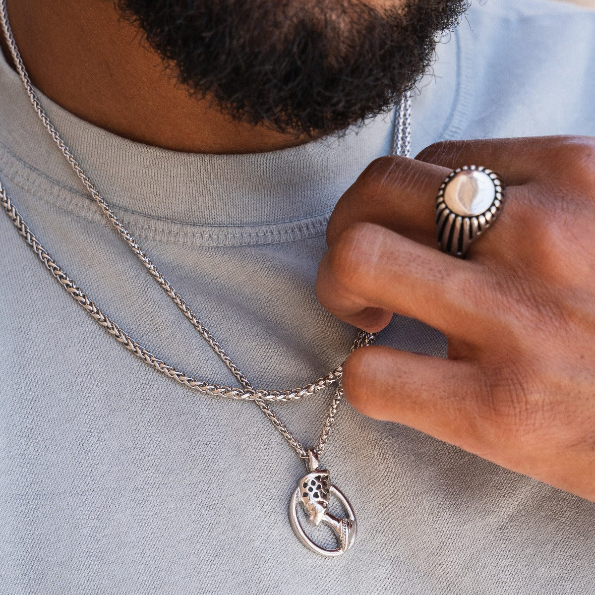 Pharaoh Pendant Necklace - Silver