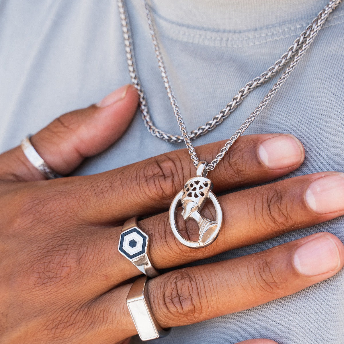 Pharaoh Pendant Necklace - Silver