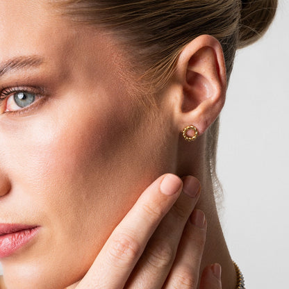 Dainty Rope Stud Earrings - Gold