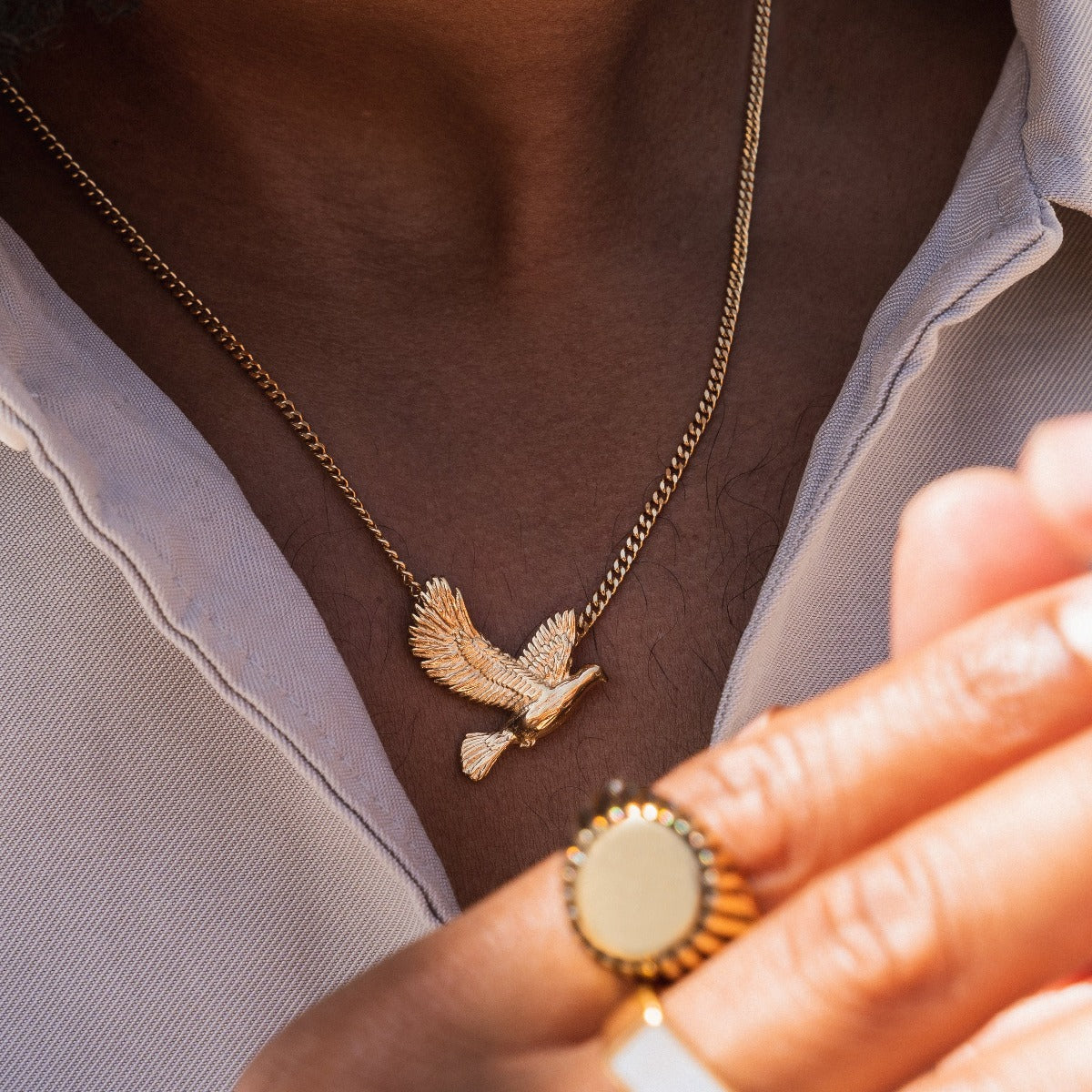 Dove Pendant Necklace - Gold