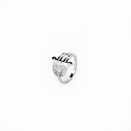 Hamsa Hand Ring - Silver
