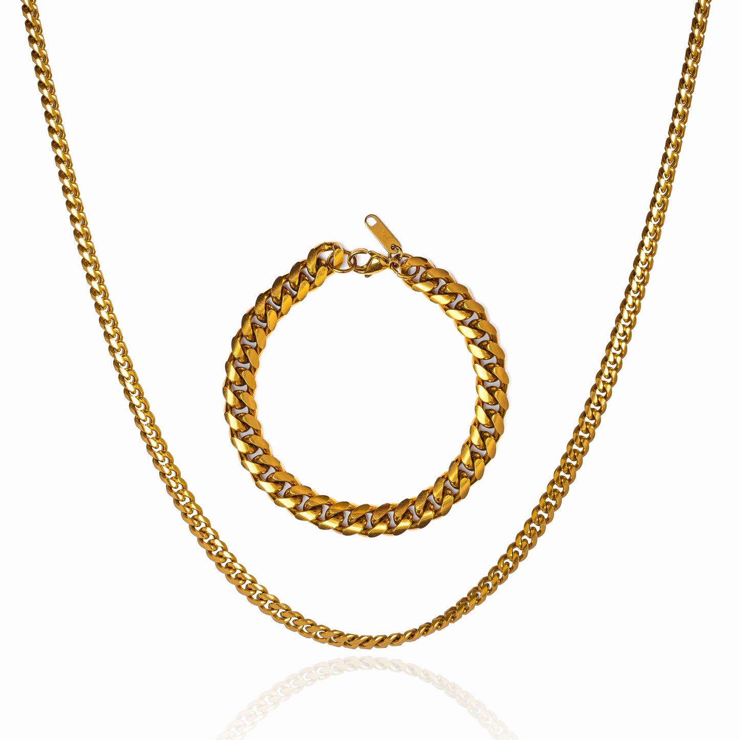 Curb Chain Bracelet X Curb Chain Necklace Set - 18K Gold