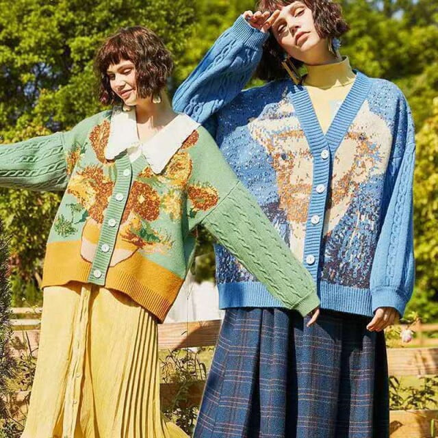 Van Gogh Vintage Cardigan Knit Sweater